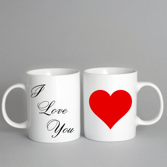 I Love You Heart Mug, Valentine's Day Mug, Heart Mug