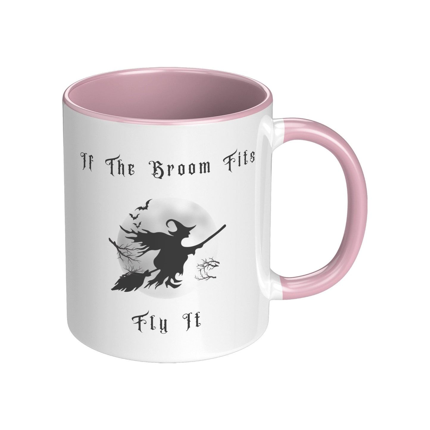 If the Broom Fits, Fly It, Halloween Witch Flying Mug, Halloween Mug, Witch Flying Mug