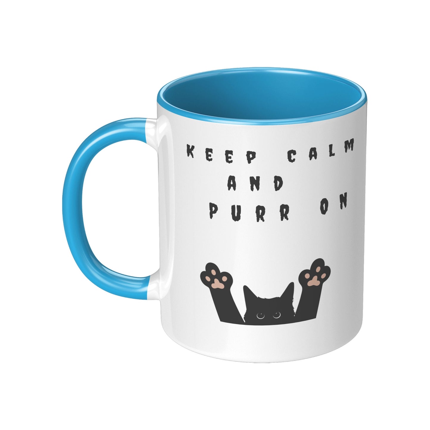 Keep Calm and Purr on Cat Mug, Cat Coffee Mug, Halloween Cat Mug, Black Cat Mug