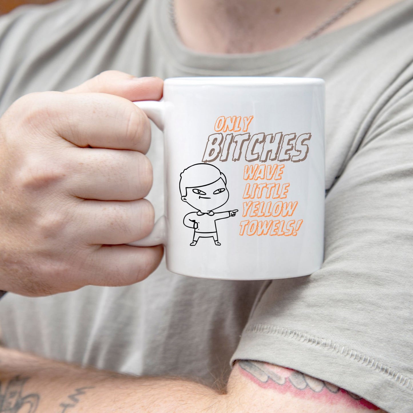 Here We Go Brownies, Only Bitches Wave Little Yellow Towels Football Mug