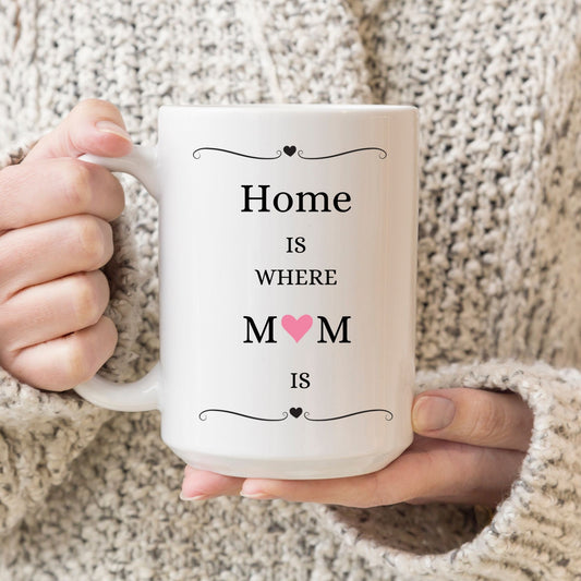 Home Is Where Mom Is Mug, Mom Gift Mug, Mom Heart Mug, Mom Mug Gifts